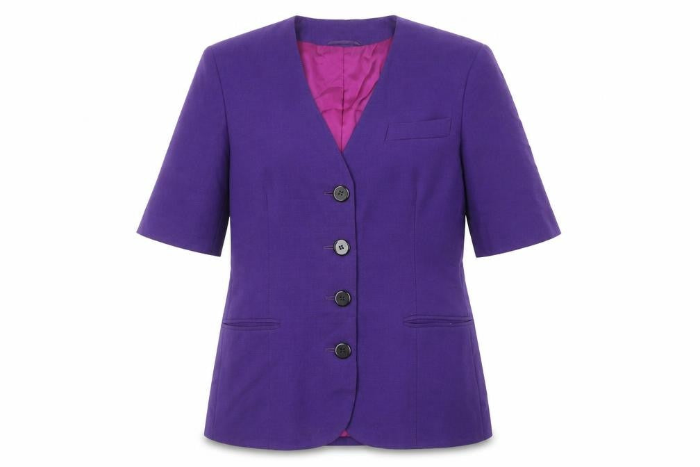 Windsmoor Women's Purple Wool Single-Breasted Short Sleeve Blazer UK 14