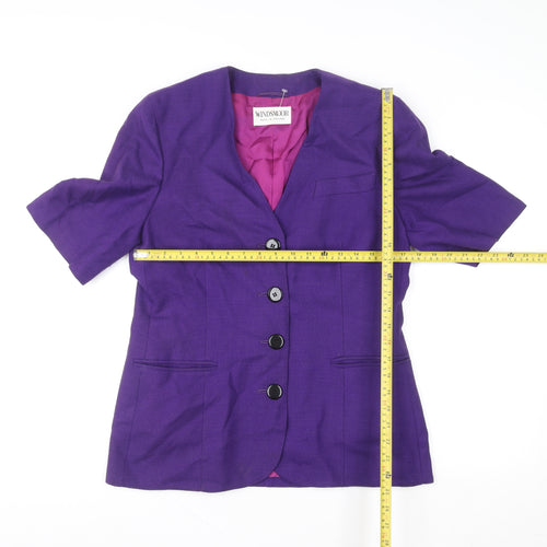Windsmoor Women's Purple Wool Single-Breasted Short Sleeve Blazer UK 14