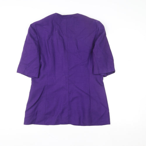 Windsmoor Women's Purple Wool Single-Breasted Short Sleeve Blazer UK 14