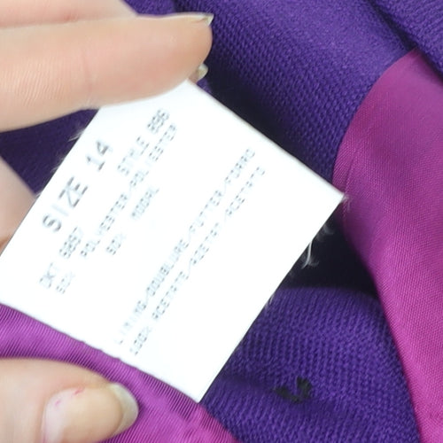 Windsmoor Women's Purple Wool Single-Breasted Short Sleeve Blazer UK 14