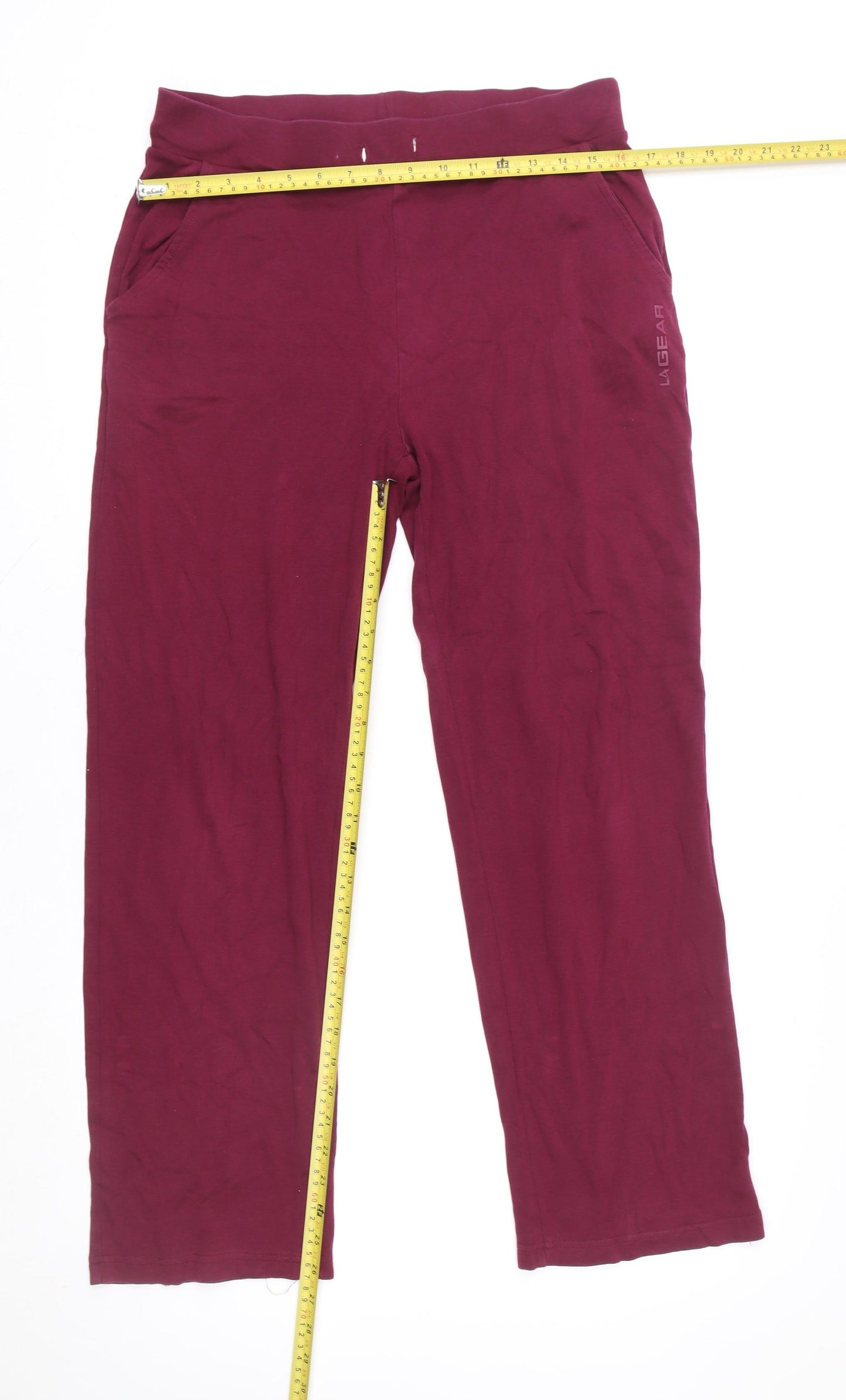 LA Gear Women's Red Size 12 Slim Fit Jersey Leggings