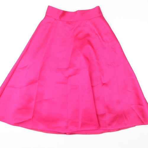 Coast Women's Pink A-Line Midi Skirt Size 10 Satin Finish