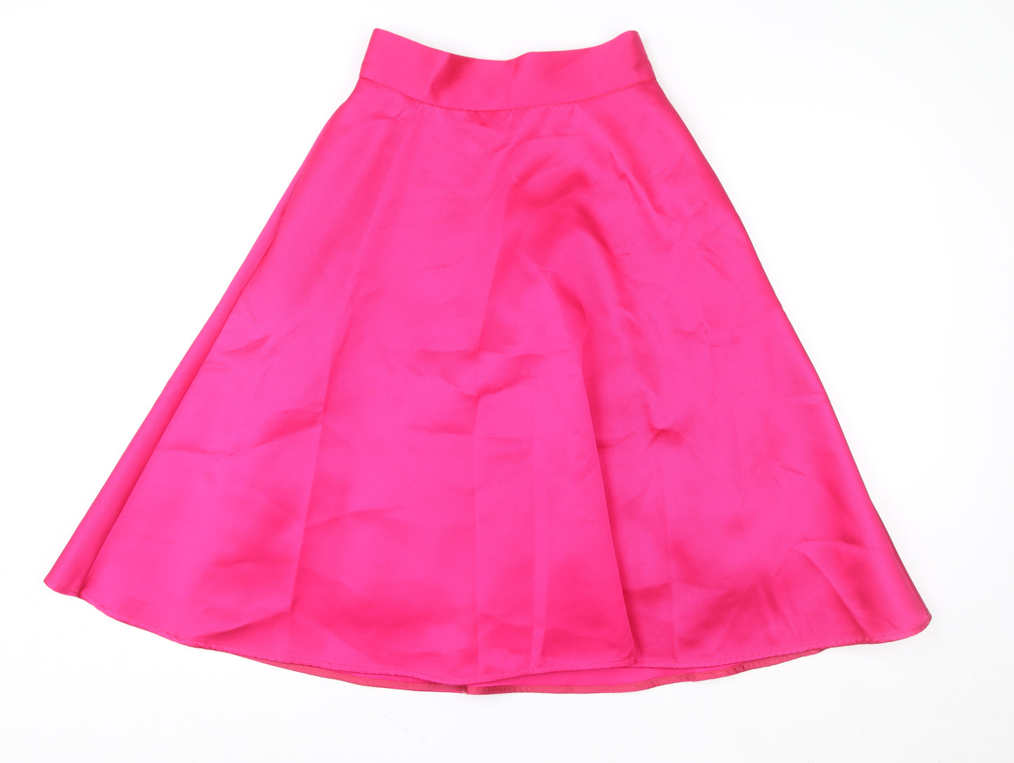 Coast Women's Pink A-Line Midi Skirt Size 10 Satin Finish