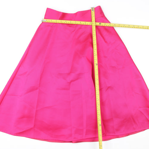 Coast Women's Pink A-Line Midi Skirt Size 10 Satin Finish