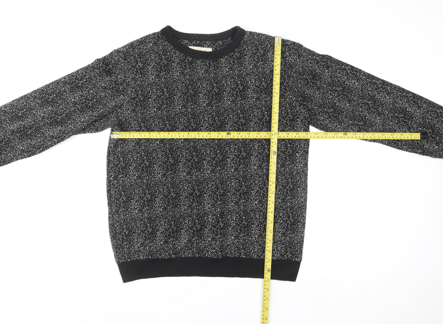 HYMN London Black & White Speckled Crew Neck Sweatshirt Size M