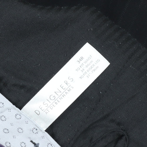 Jeff Banks Men’s Black 34R Straight Leg Dress Trousers