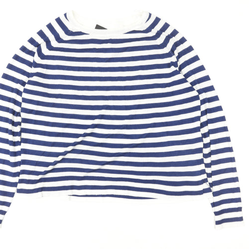 ZARA Women Blue White Striped Pullover Sweatshirt Size S Viscose Blend