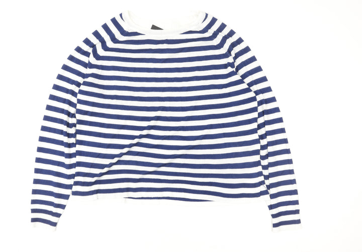 ZARA Women Blue White Striped Pullover Sweatshirt Size S Viscose Blend