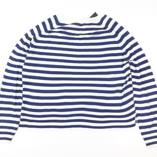 ZARA Women Blue White Striped Pullover Sweatshirt Size S Viscose Blend