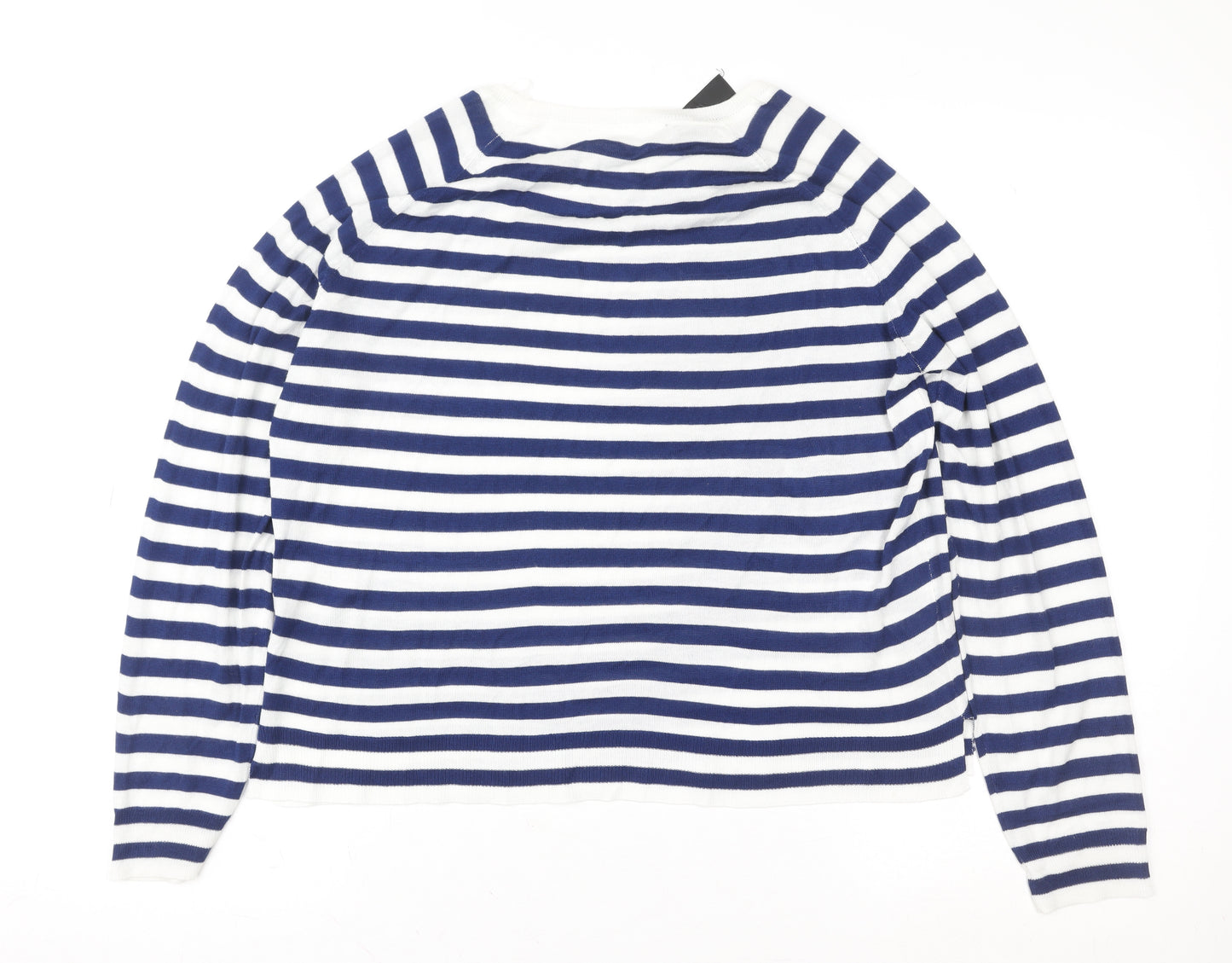 ZARA Women Blue White Striped Pullover Sweatshirt Size S Viscose Blend