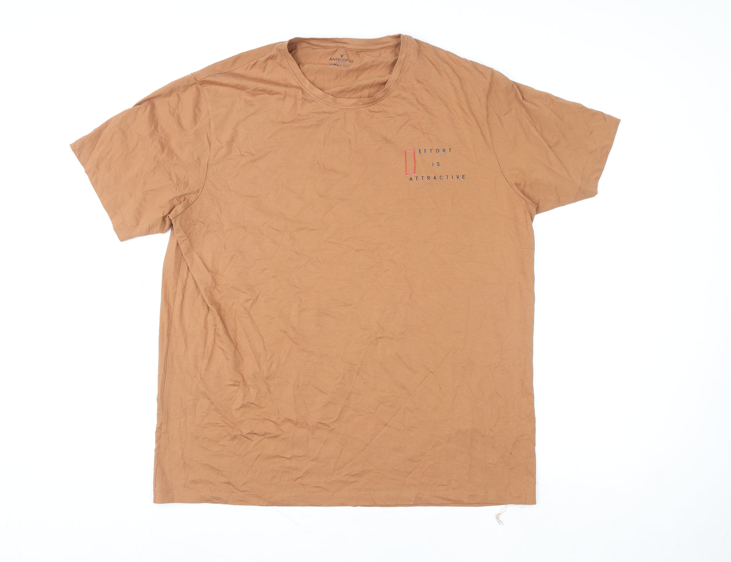 Antelopus Outfitters Men’s Brown 2XL Cotton Crew Neck Quotes T-Shirt