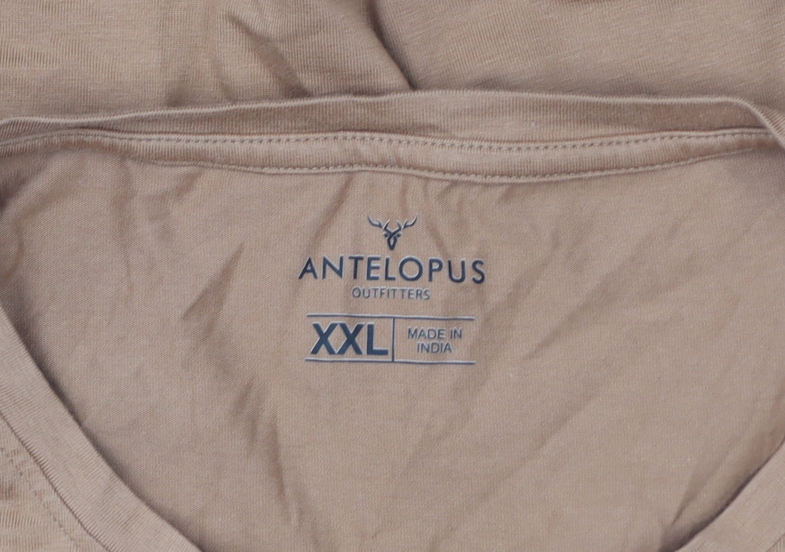 Antelopus Outfitters Men’s Brown 2XL Cotton Crew Neck Quotes T-Shirt