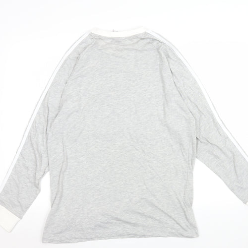 Adidas Women's Grey Long Sleeve Cotton Crew Neck T-Shirt Size L