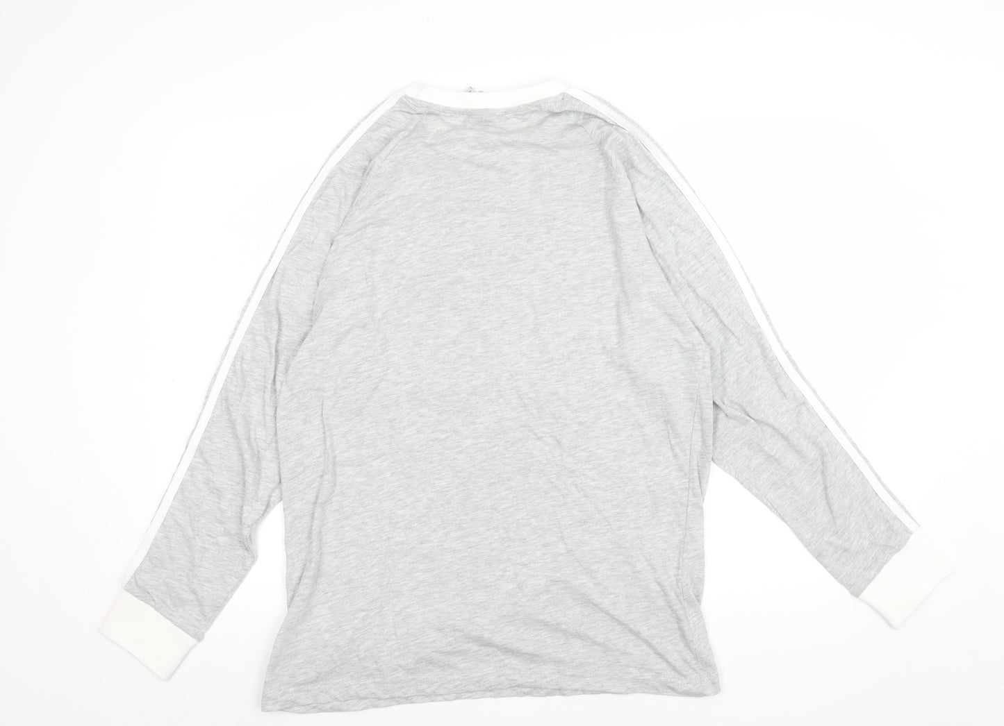 Adidas Women's Grey Long Sleeve Cotton Crew Neck T-Shirt Size L