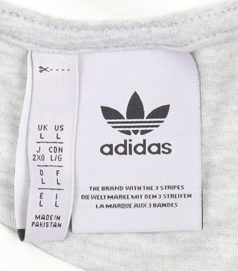 Adidas Women's Grey Long Sleeve Cotton Crew Neck T-Shirt Size L