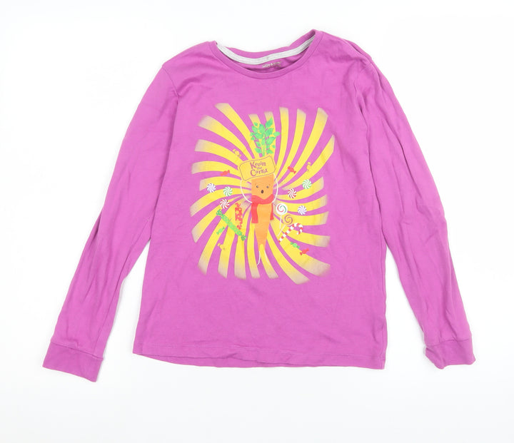 Lily & Dan Girls Pink Kevin the Carrot Long Sleeve Cotton T-Shirt 9-10 Years