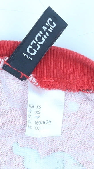 H&M Girls Red Christmas Unicorn Graphic Long Sleeve Pyjama Top XS