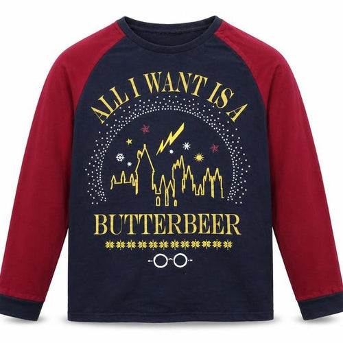 Nutmeg Boys Multicoloured Harry Potter Butterbeer Long Sleeve Pyjama Top Size S