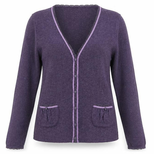 Kew Women’s Purple Knit Button Jacket L Long Sleeve Casual