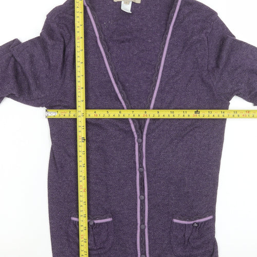Kew Women’s Purple Knit Button Jacket L Long Sleeve Casual