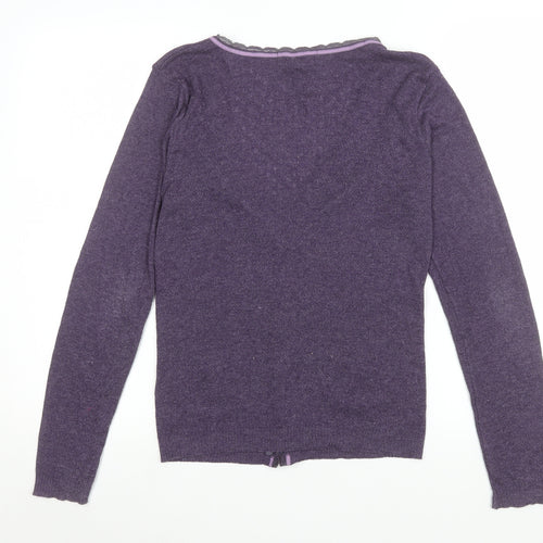 Kew Women’s Purple Knit Button Jacket L Long Sleeve Casual