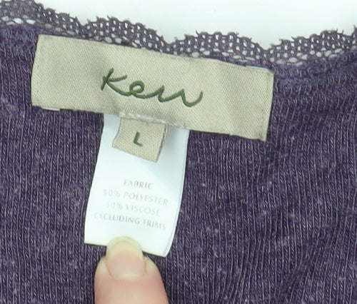 Kew Women’s Purple Knit Button Jacket L Long Sleeve Casual
