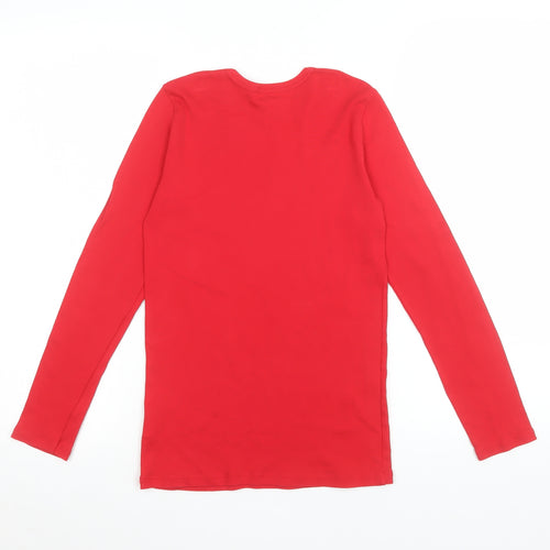 United Colors of Benetton Girls Red Long Sleeve Logo Cotton T-Shirt 11-12 Years