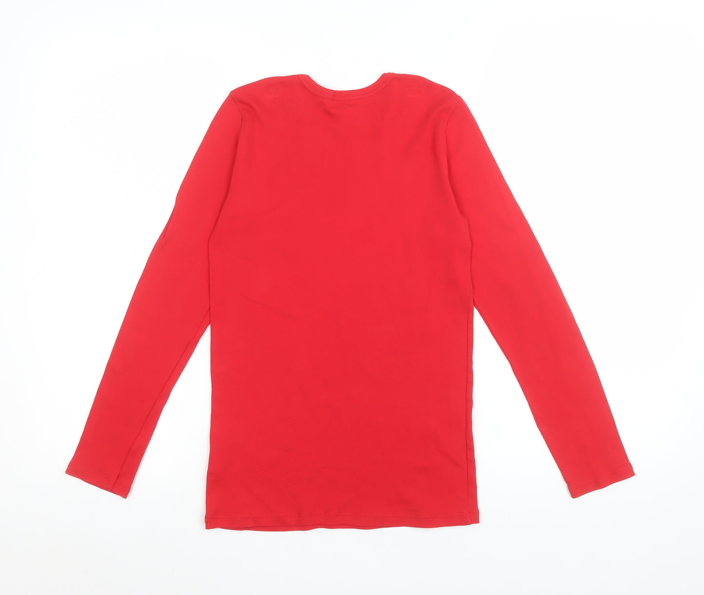 United Colors of Benetton Girls Red Long Sleeve Logo Cotton T-Shirt 11-12 Years
