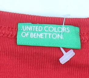 United Colors of Benetton Girls Red Long Sleeve Logo Cotton T-Shirt 11-12 Years