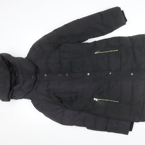 ZARA Women's Black XS Long Hooded Puffer Jacket Winter Coat