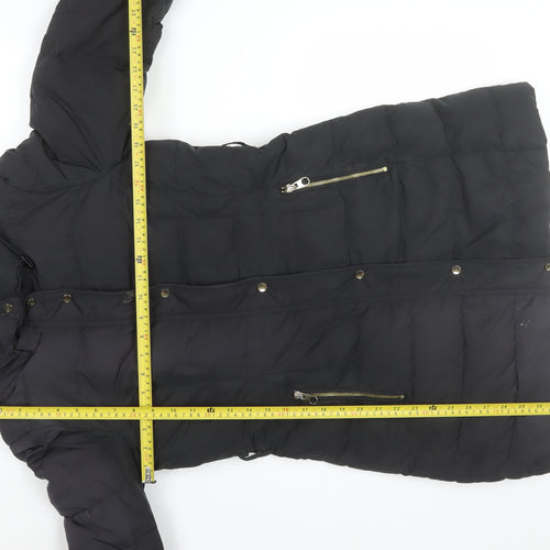 ZARA Women's Black XS Long Hooded Puffer Jacket Winter Coat