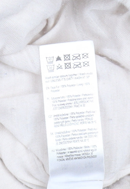 F&F Girls Beige Faux Fur Hooded Zip Jacket 7-8 Years