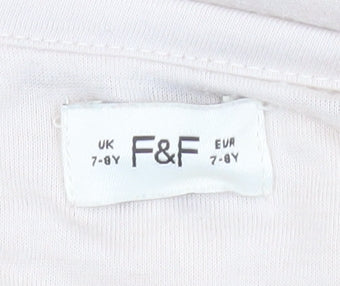 F&F Girls Beige Faux Fur Hooded Zip Jacket 7-8 Years