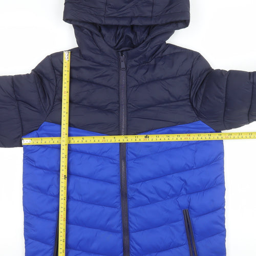Marks and Spencer Boys Blue Hooded Puffer Jacket 12-13 Years Water Resistant