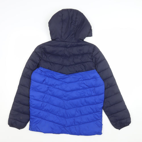 Marks and Spencer Boys Blue Hooded Puffer Jacket 12-13 Years Water Resistant