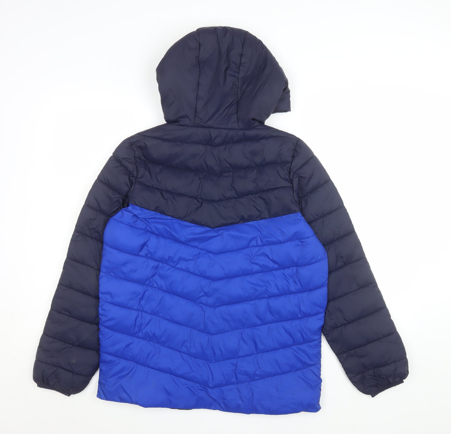 Marks and Spencer Boys Blue Hooded Puffer Jacket 12-13 Years Water Resistant