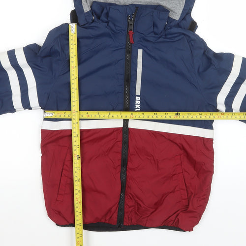 H&M Boys Blue Colourblock Hooded Puffer Jacket Size 6 Years