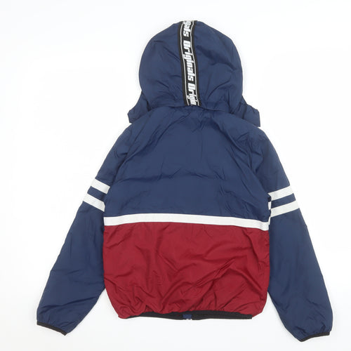 H&M Boys Blue Colourblock Hooded Puffer Jacket Size 6 Years