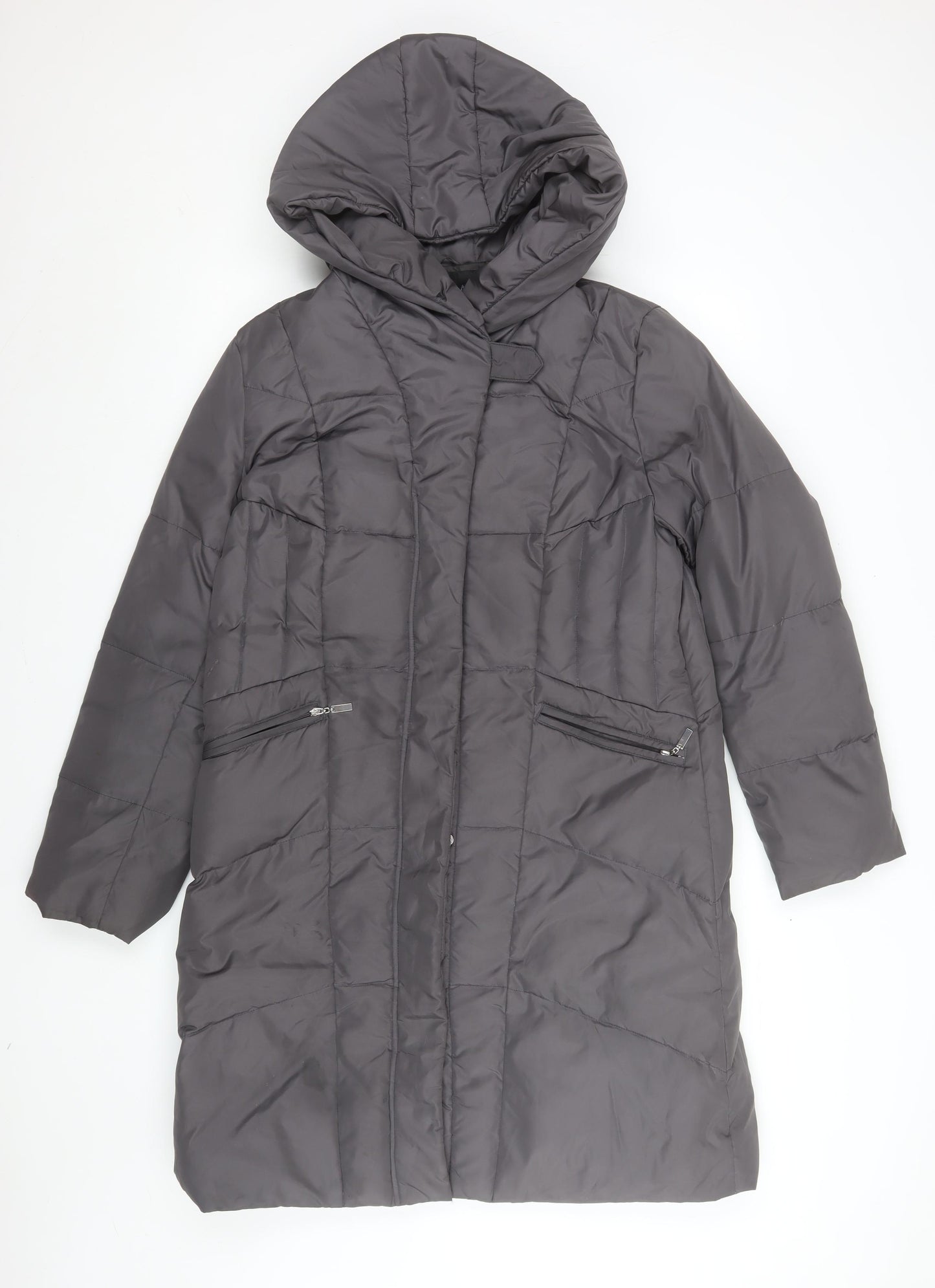Centigrade Women's Grey Long Puffer Coat S Hooded Down Winter Jacket