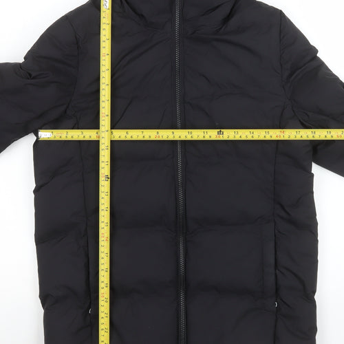 Uniqlo Women's Black Puffer Jacket M Hooded Down Mid-Length Winter Coat
