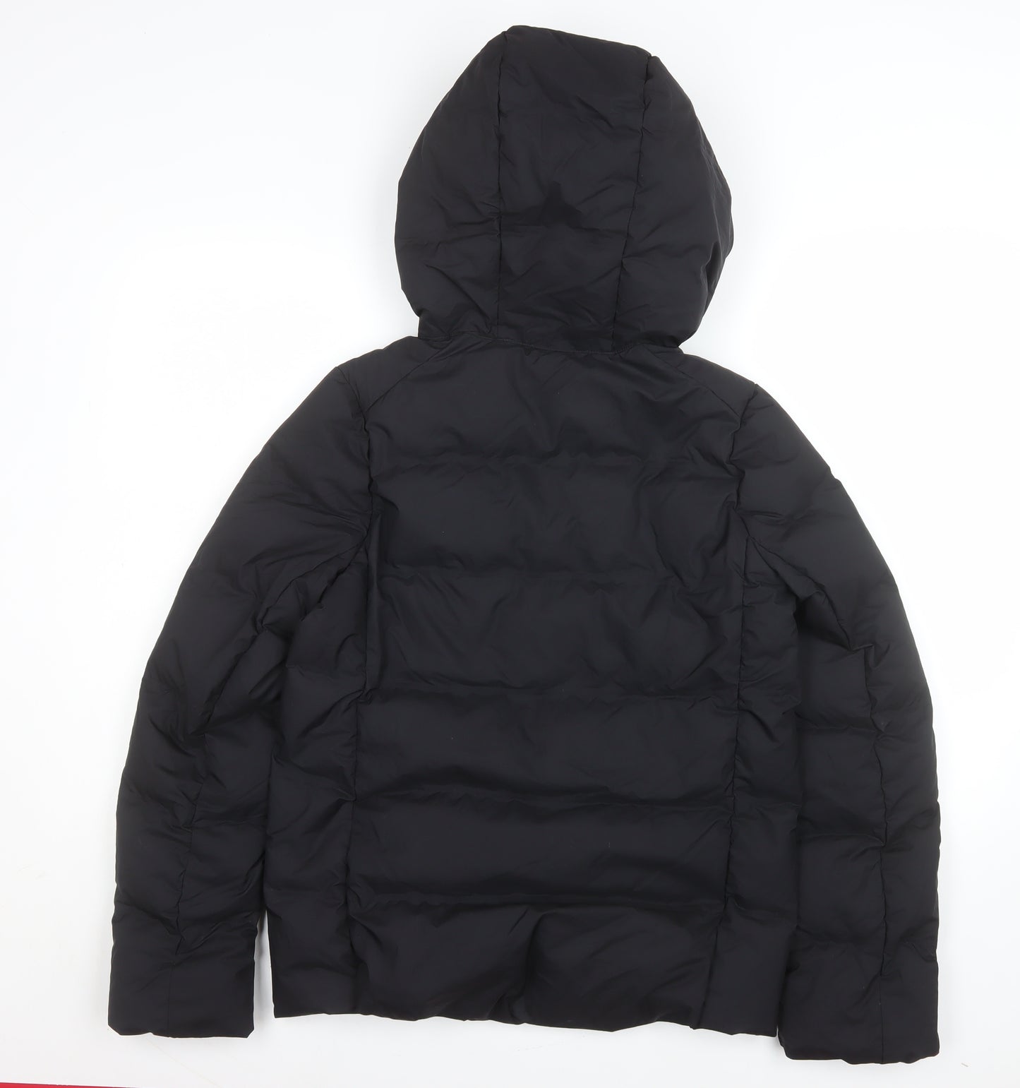 Uniqlo Women's Black Puffer Jacket M Hooded Down Mid-Length Winter Coat