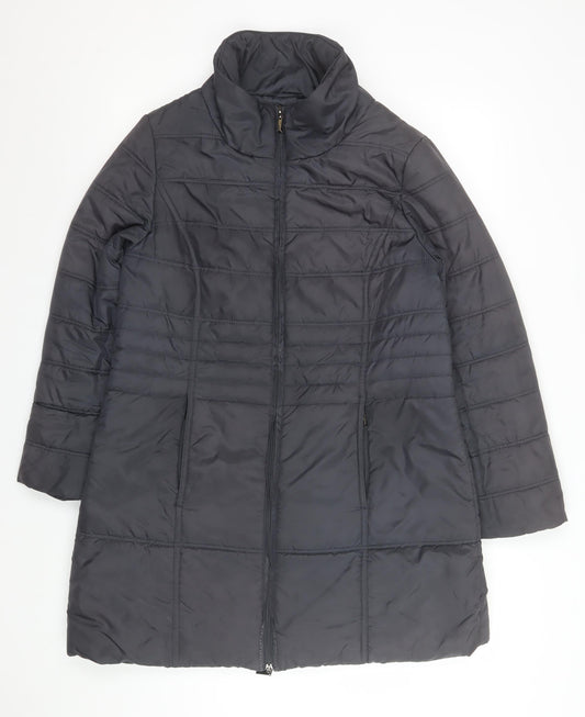 VIZ-A-VIZ Women's Black Size 12 Long Quilted Puffer Coat