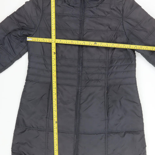 VIZ-A-VIZ Women's Black Size 12 Long Quilted Puffer Coat