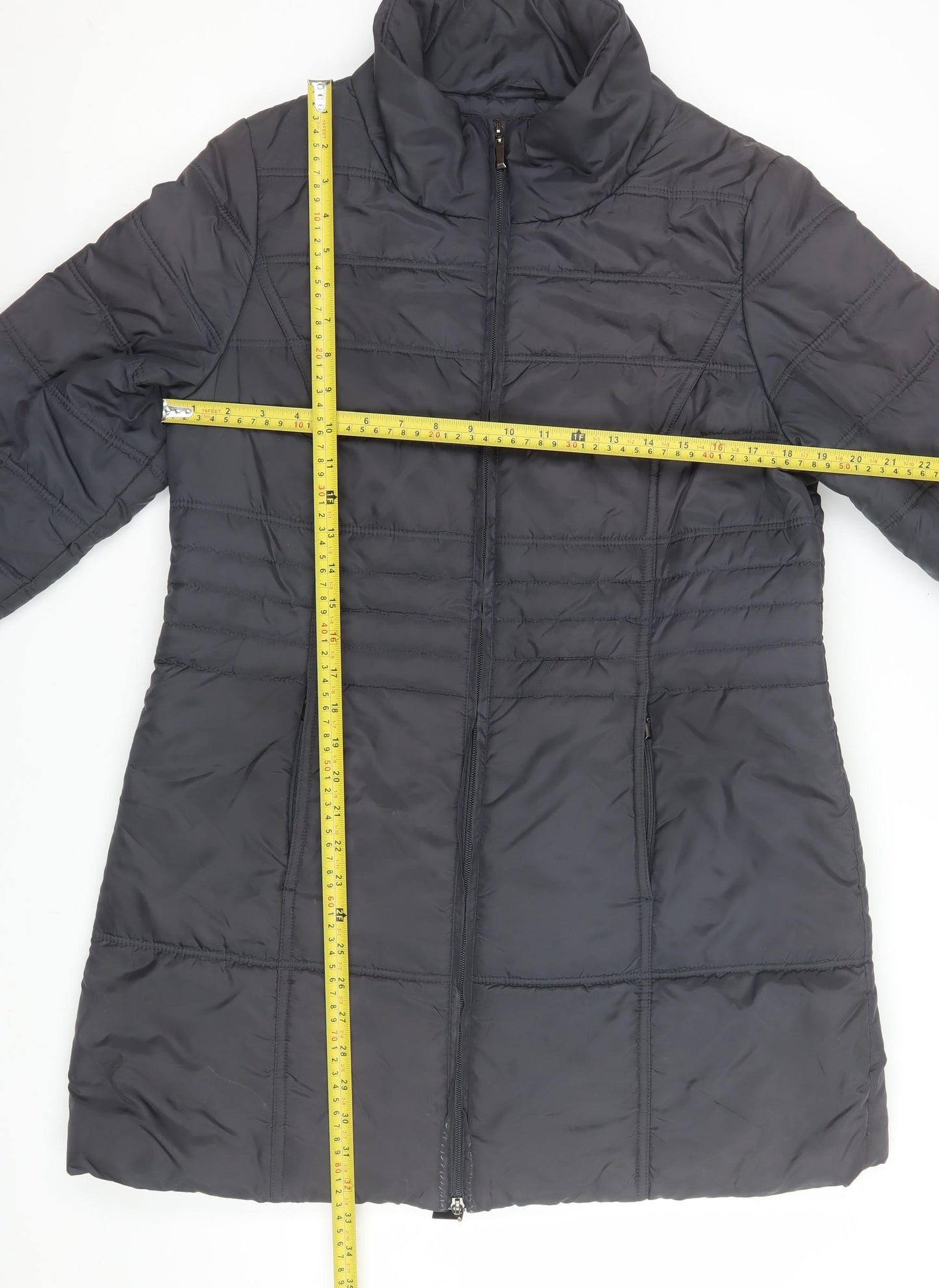 VIZ-A-VIZ Women's Black Size 12 Long Quilted Puffer Coat