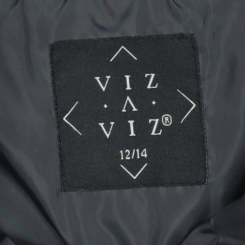 VIZ-A-VIZ Women's Black Size 12 Long Quilted Puffer Coat