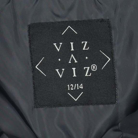 VIZ-A-VIZ Women's Black Size 12 Long Quilted Puffer Coat