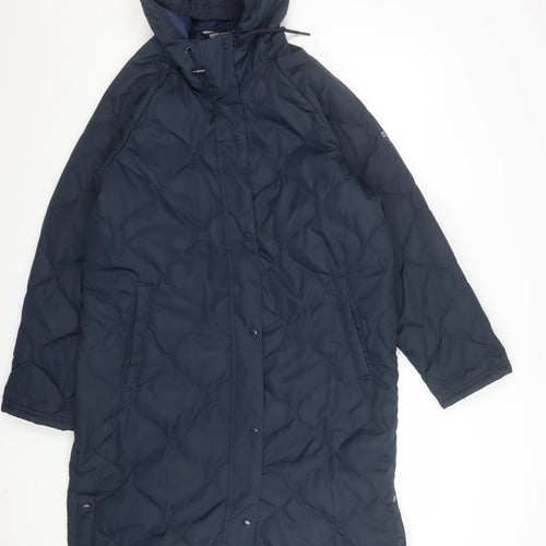 Regatta Women Blue Quilted Long Hooded Waterproof Coat Size 14