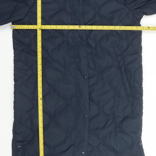 Regatta Women Blue Quilted Long Hooded Waterproof Coat Size 14
