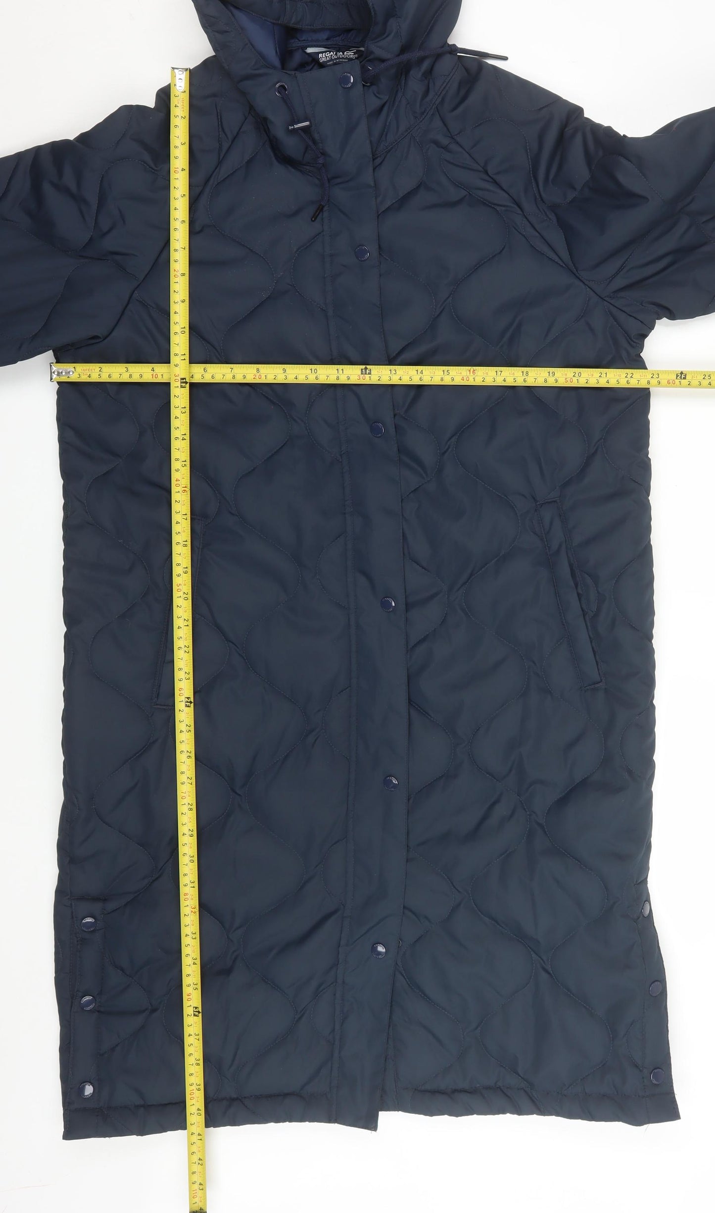 Regatta Women Blue Quilted Long Hooded Waterproof Coat Size 14