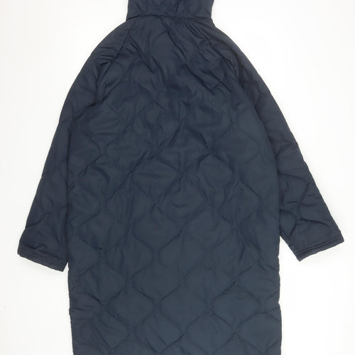 Regatta Women Blue Quilted Long Hooded Waterproof Coat Size 14